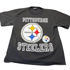 Vintage 1996 Pittsburgh Steelers T-Shirt Mens Large Black NFL Graphic USA Made